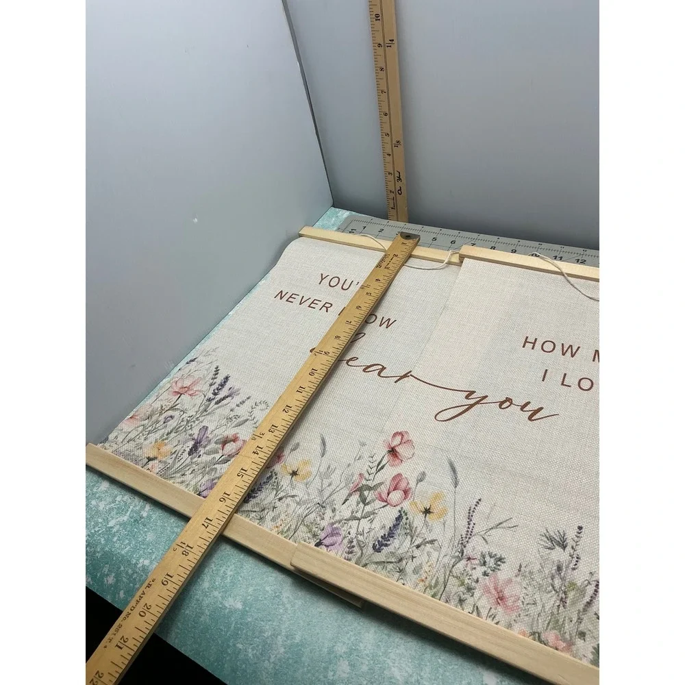 Wildflower Nursery‎ Decor Hanging Canvas Scroll Wall Art Set of 2 Wood Frame
